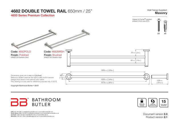 Bathroom Butler Double Rail