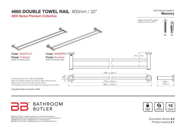 Bathroom Butler Double Rail